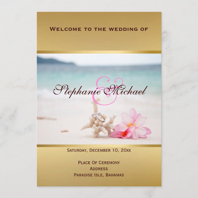 Wedding Rings On The Beach Program Card (Front)