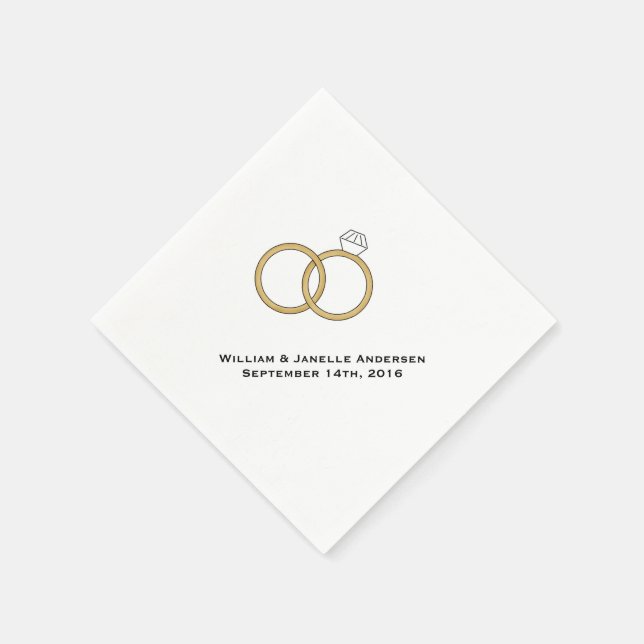 Wedding Rings Personalised Paper  Napkins (Corner)