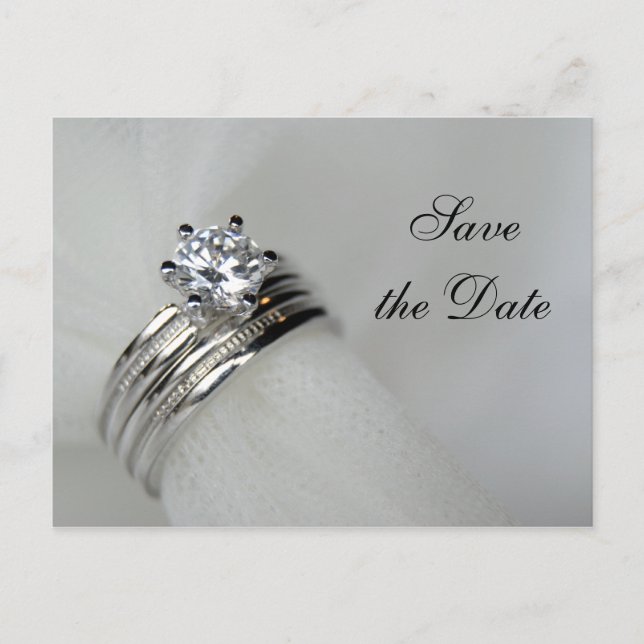 Wedding Rings Save the Date Announcement (Front)