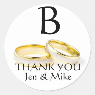 Wedding Rings Thank You Favour Sticker Monogram A