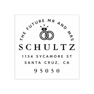 Wedding Rings The Future Mr & Mrs Return Address Rubber Stamp