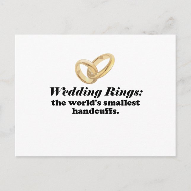 Wedding Rings the Worlds Smallest Handcuffs Postcard (Front)