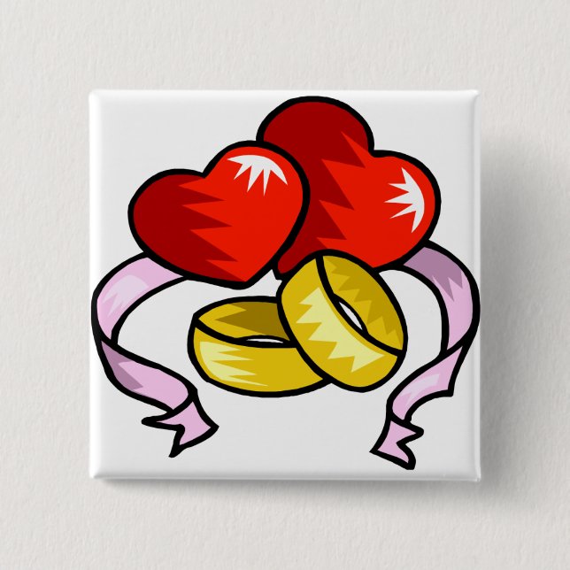 Wedding Rings Under Heart 15 Cm Square Badge (Front)