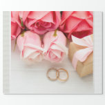 Wedding Rings Wrapping Paper<br><div class="desc">Beautiful Pink Roses Wedding Rings Wrapping Paper</div>