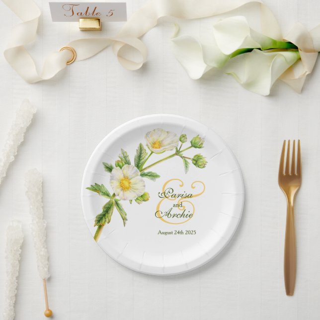 Wedding rock rose art custom paper plate (Wedding)