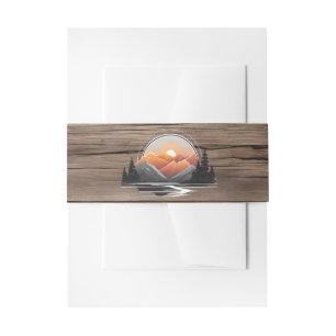 Wedding Rocky Mountain Forest Woodland Sunset Invitation Belly Band