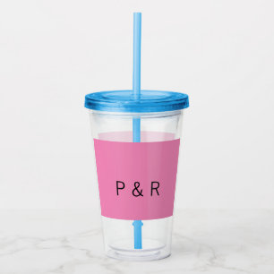 Wedding romantic partner add couple initial letter acrylic tumbler