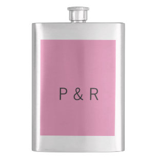 Wedding romantic partner add couple initial letter hip flask