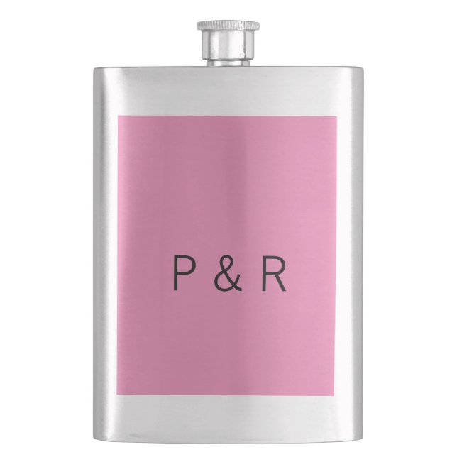 Wedding romantic partner add couple initial letter hip flask (Front)