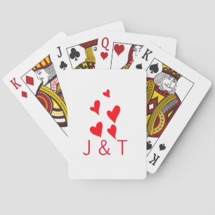 Wedding romantic partner add couple initial letter playing cards