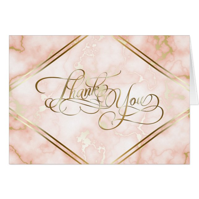 Wedding Rose and Gold Marble Ornate Calligraphy (Front Horizontal)