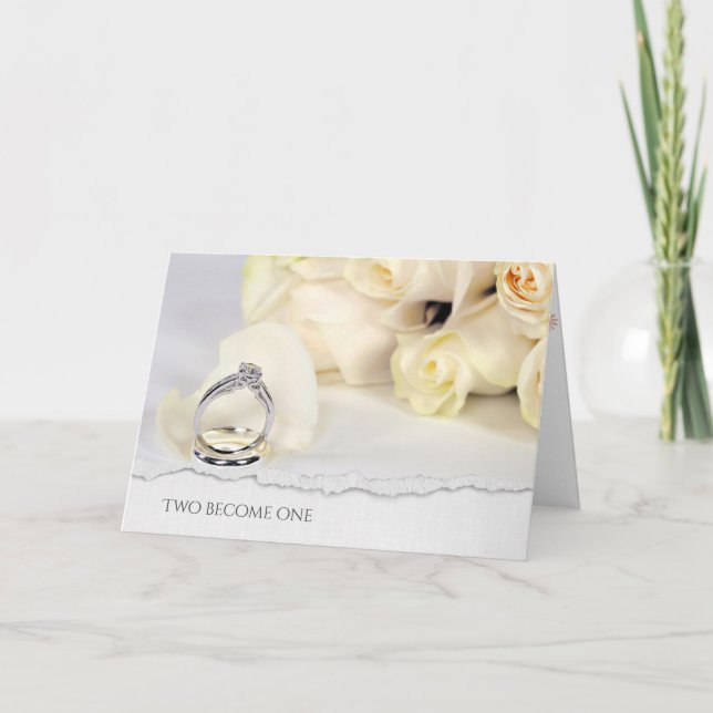 wedding rose bouquet with torn paper edge card (Front)