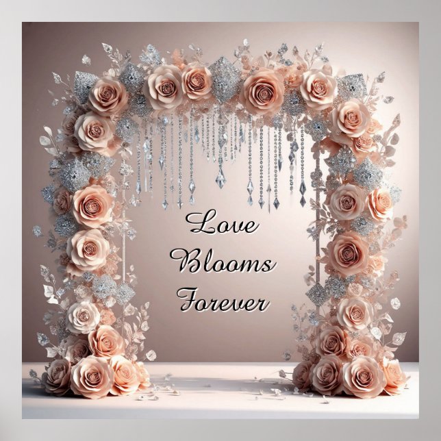 Wedding Rose Frame With Chandelier Decor 🌸 (Front)
