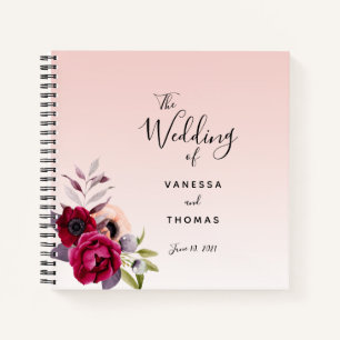 Wedding rose gold blush pink florals guest book