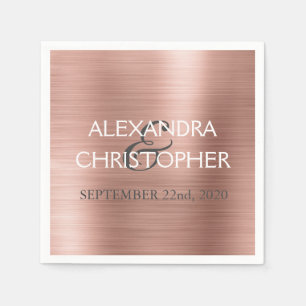 Wedding Rose Gold Blush Pink Foil Napkins