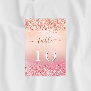 Wedding rose gold blush pink table number