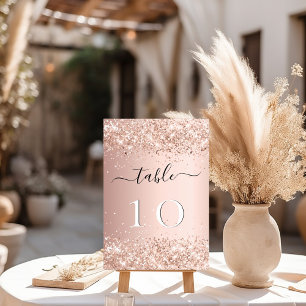 Wedding rose gold blush pink table number