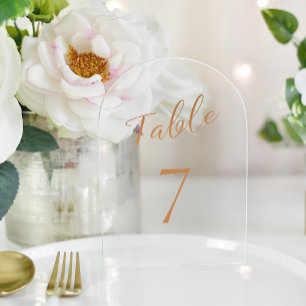 Wedding rose gold elegant acrylic table number 