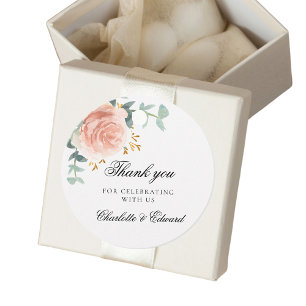 Wedding rose gold floral greenery thank you favour tags