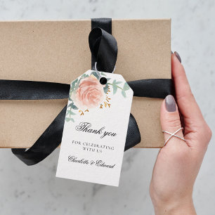 Wedding rose gold floral greenery thank you gift tags
