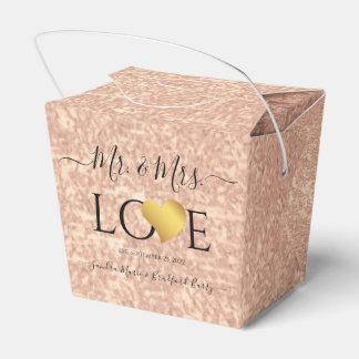 Wedding Rose Gold Heart Script Name Mr. and Mrs. T Favour Box