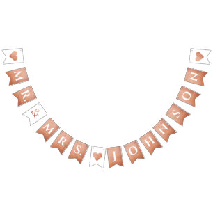 Wedding Rose Gold Mr. & Mrs. Custom Name 7 Letters Bunting