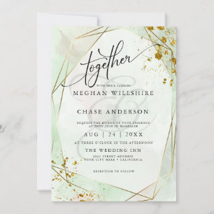 WEDDING   Rose Mint Gold Dappled Watercolor