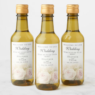 Wedding Roses Mini Wine Bottle Labels