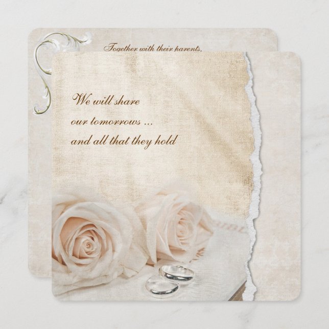 Wedding Roses on Bible Invitation (Front/Back)