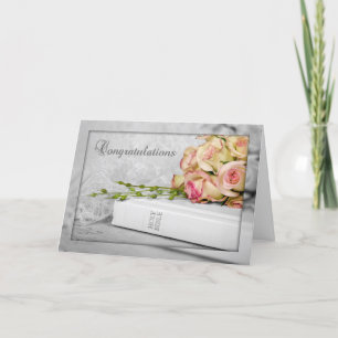 Wedding Roses on Holy Bible Card