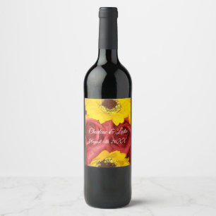 wedding roses sunflower photo names date wine label