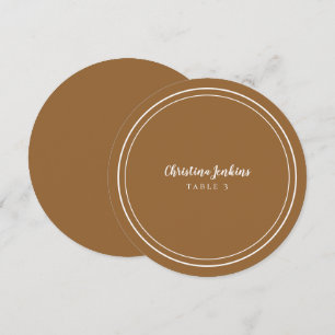 Wedding Round Custom Guest Rustic Brown Place Card