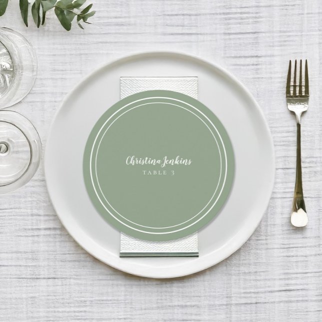 Wedding Round Custom Guest Sage Green Place Card (Wedding Round Custom Guest Sage Green Place Card)