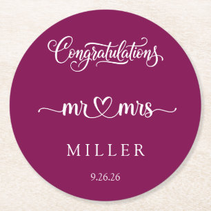 Wedding round paper coaster