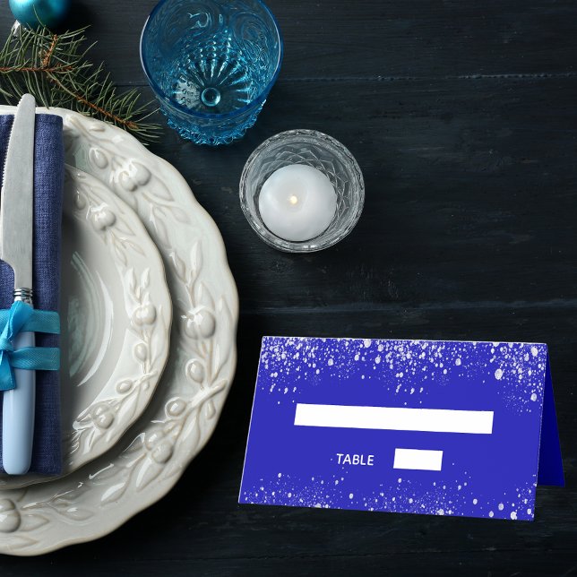 Wedding royal blue silver glitter sparkles place card (Creator Uploaded)