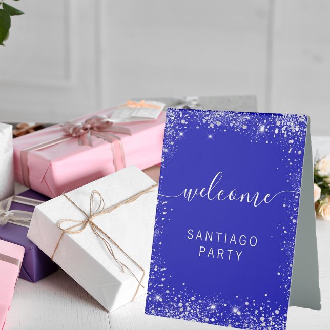 Wedding royal blue silver name script welcome (Creator Uploaded)