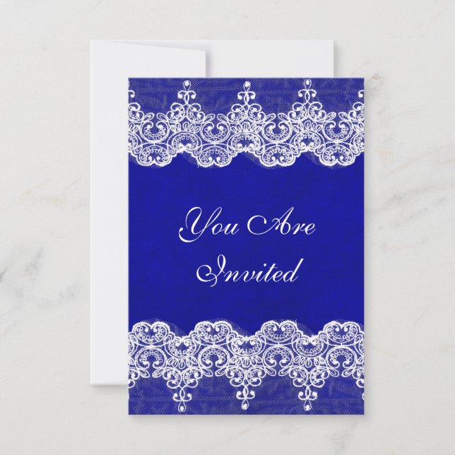 Wedding Royal Invitation Rustic Burlap & Lace (Front)