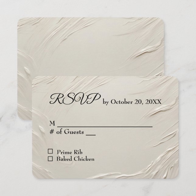 Wedding RSVP Abstract Ivory Texture Card (Front/Back)