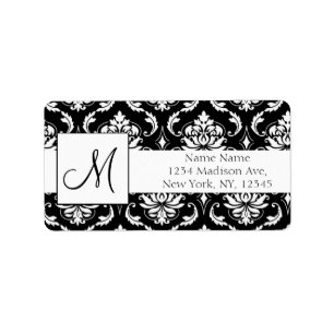 Wedding RSVP Address Labels Damask Monogram
