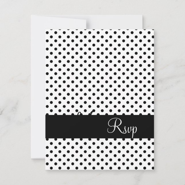 Wedding RSVP Back Polka Dots Monogram Names Card (Front)