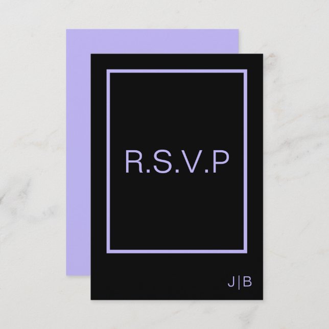 Wedding RSVP  black and lavender CARD (Front/Back)