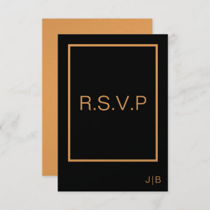 Wedding RSVP  black and orange CARD