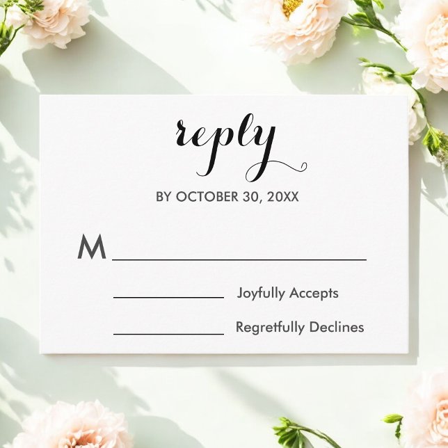 Wedding RSVP Black White Minimalist Card (Creator Uploaded)