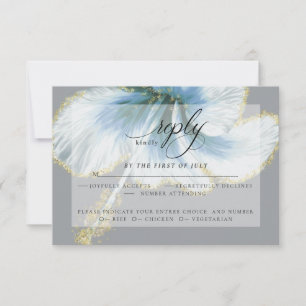 Wedding RSVP Blue Watercolor Hibiscus Flower Card