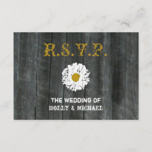Wedding RSVP Card - Barnwood & Daisy