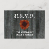 Wedding RSVP Card - Barnwood & Sunflower