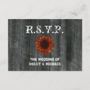 Wedding RSVP Card - Barnwood & Sunflower