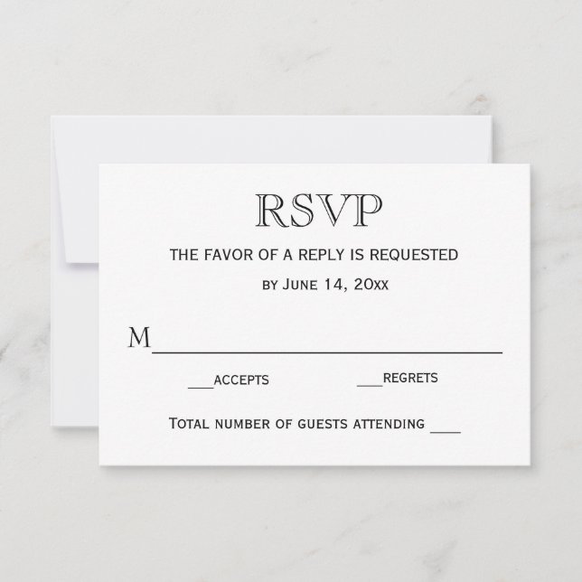 Wedding RSVP Card / Black and White (Front)