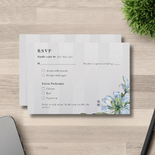 Wedding RSVP Card Floral   Blue Lily