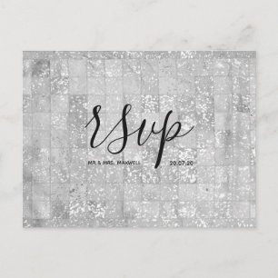 Wedding Rsvp card   Modern Grey Script Postcard